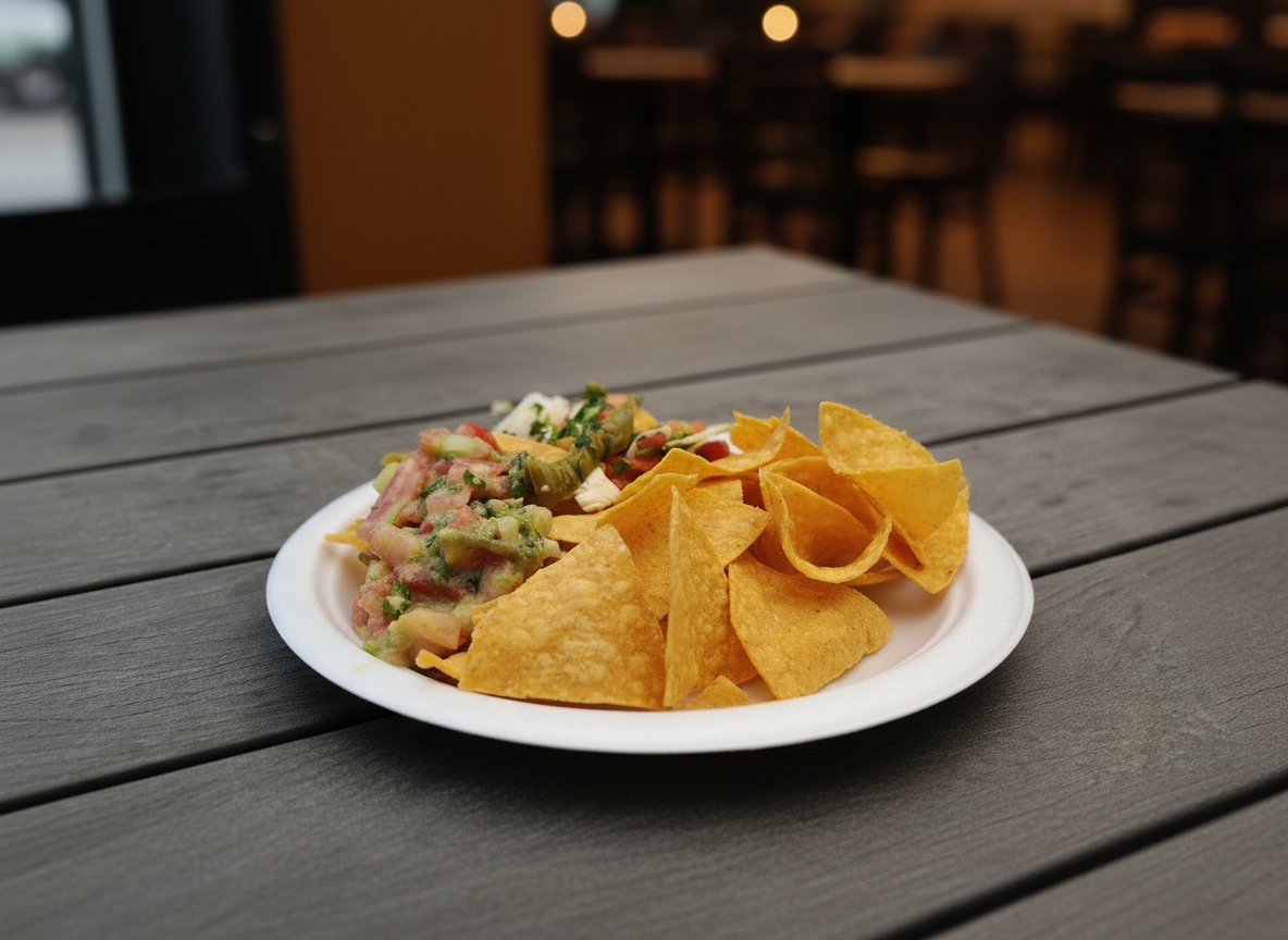 Nachos with salsa and dip