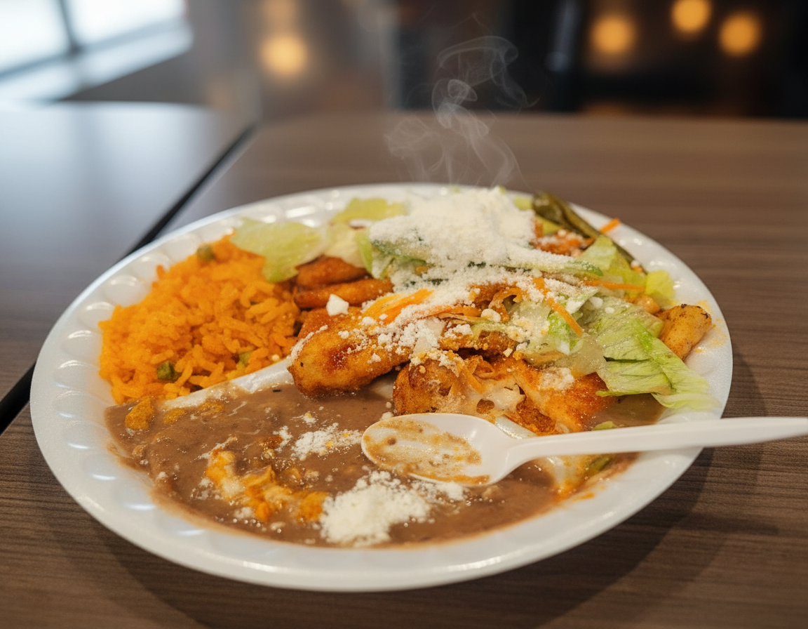 Tex-Mex rice and sauce plate
